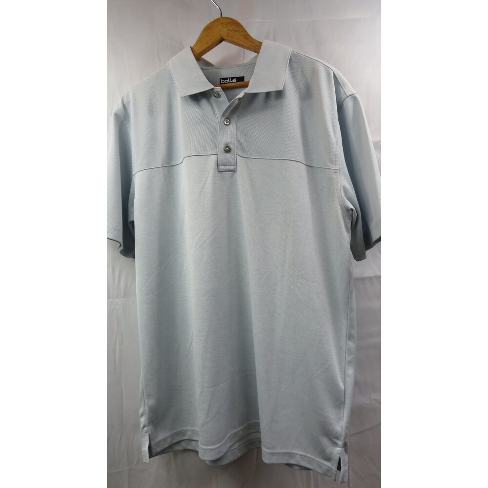 Bollé Polo Shirt Medium Light Blue/Gray Performance Bolle Golf Buttons C40